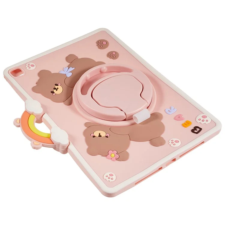 Für iPad Air (2013) / Air 2 / iPad 9.7-inch (2017) / (2018) Tablet Case Cartoon Bär Rotary Kickstand PC+Silikon Cover