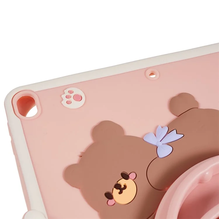 pour ipad 10.2 (2021) / (2020) / (2019) / ipad air 10,5 pouces (2019) / pro 10,5 pouces (2017) case de tablette pc + couverture de kickstand de l'ours de dessin en silicone