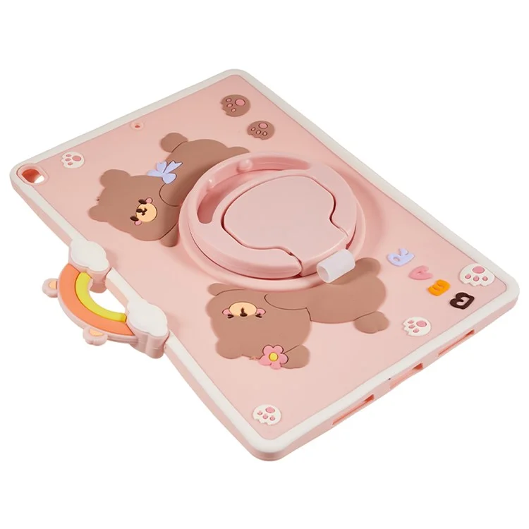 For iPad 10.2 (2021) / (2020) / (2019) / iPad Air 10.5 inch (2019) / Pro 10.5-inch (2017) Tablet Case PC+Silicone Cartoon Bear Kickstand Cover