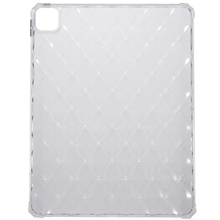 Funda de Tablet TPU para iPad Pro 12.9 (2022) / (2021) / (2020) Textura de Diamante Airbag Cubierta Antiarrancada Transparente