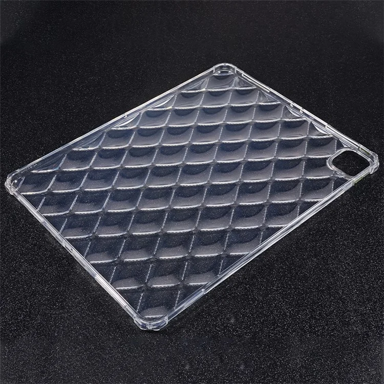 Funda de Tablet TPU para iPad Pro 12.9 (2022) / (2021) / (2020) Textura de Diamante Airbag Cubierta Antiarrancada Transparente