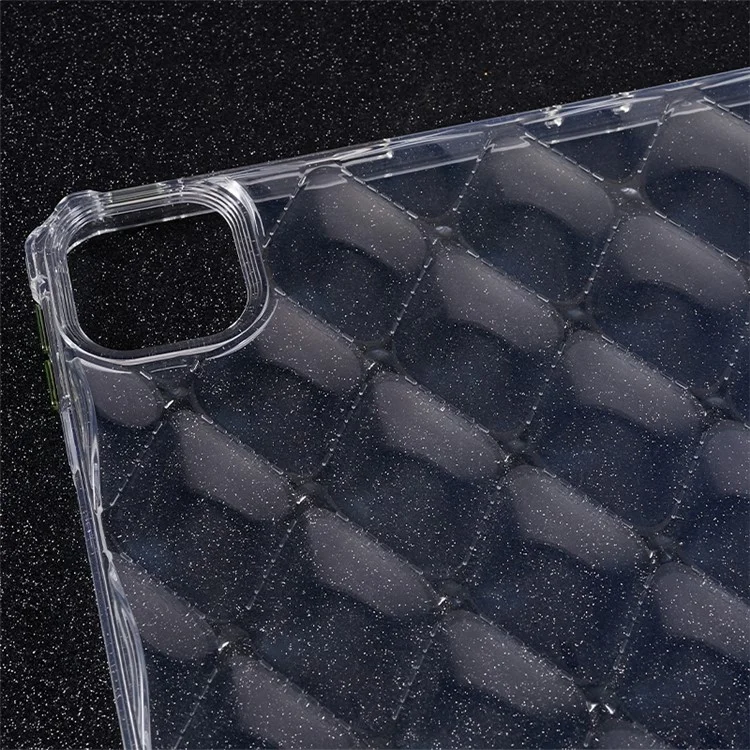 Case de Tableta TPU Para Ipad Pro 12.9 (2022) /(2021) /(2020) Textura de Diamantes de Airbag Transpare Una Cubierta Anti-gota