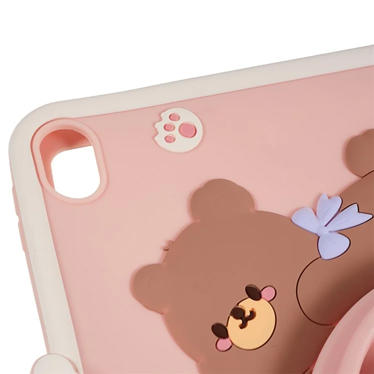 360-Degree Rotation Kickstand Case for iPad (2025) / 10.9 (2022) PC+Silicone Cartoon Bear Tablet Cover