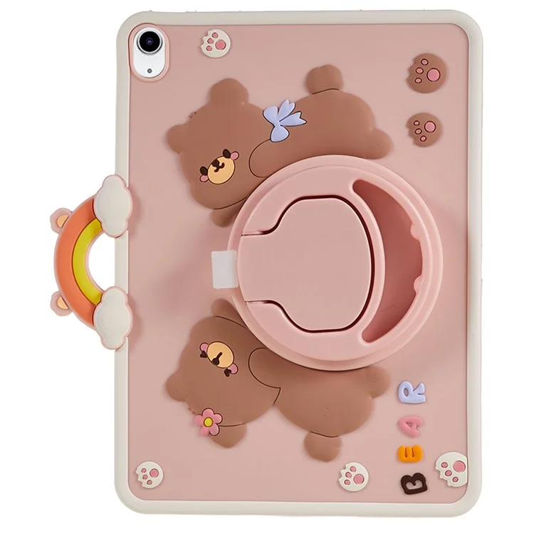 360-Degree Rotation Kickstand Case for iPad (2025) / 10.9 (2022) PC+Silicone Cartoon Bear Tablet Cover