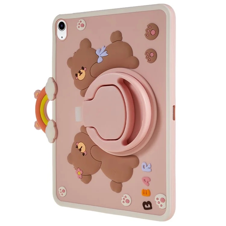 360-Degree Rotation Kickstand Case for iPad (2025) / 10.9 (2022) PC+Silicone Cartoon Bear Tablet Cover