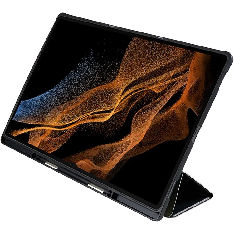 Pour Samsung Galaxy Tab S8 Ultra Trifold Stand Tablet Case PU Leather Pattern Printing Cover - Ne me touche pas