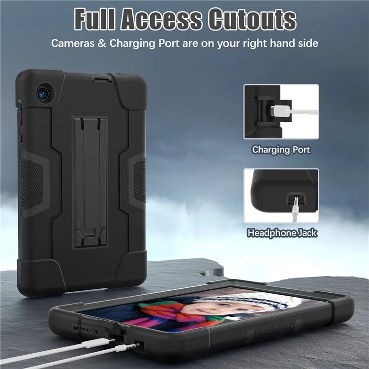 Para TCL Tab 8 4G / Tab 8 LE (Modelo 9137W) / Tab 8 WiFi (Modelo 9132X) Kickstand Tablet Case Robot Style Silicona + PC Color Contraste Funda Protectora - Negro