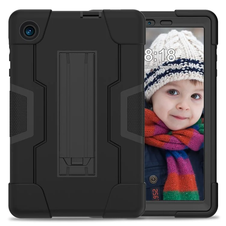 Para TCL Tab 8 4G / Tab 8 LE (Modelo 9137W) / Tab 8 WiFi (Modelo 9132X) Kickstand Tablet Case Robot Style Silicona + PC Color Contraste Funda Protectora - Negro