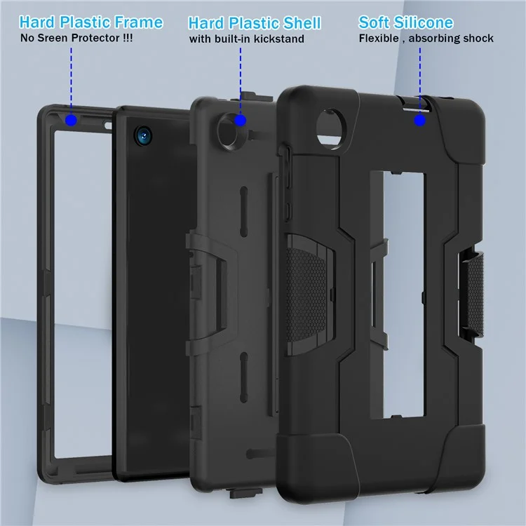 Para TCL Tab 8 4G / Tab 8 LE (Modelo 9137W) / Tab 8 WiFi (Modelo 9132X) Kickstand Tablet Case Robot Style Silicona + PC Color Contraste Funda Protectora - Negro