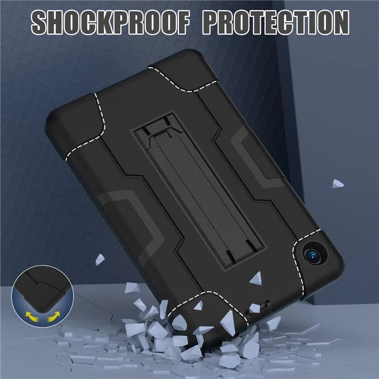 Para TCL Tab 8 4G / Tab 8 LE (Modelo 9137W) / Tab 8 WiFi (Modelo 9132X) Kickstand Tablet Case Robot Style Silicona + PC Color Contraste Funda Protectora - Negro