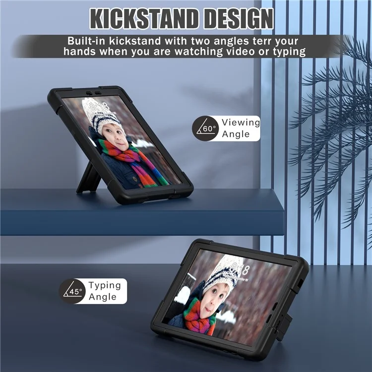 Para TCL Tab 8 4G / Tab 8 LE (Modelo 9137W) / Tab 8 WiFi (Modelo 9132X) Kickstand Tablet Case Robot Style Silicona + PC Color Contraste Funda Protectora - Negro