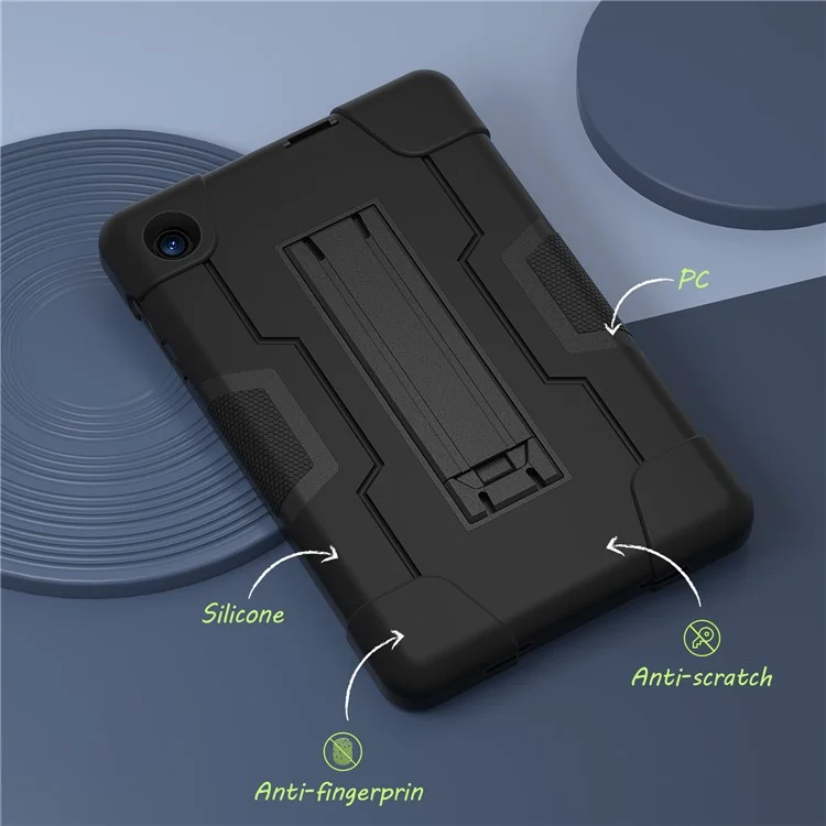 Para TCL Tab 8 4G / Tab 8 LE (Modelo 9137W) / Tab 8 WiFi (Modelo 9132X) Kickstand Tablet Case Robot Style Silicona + PC Color Contraste Funda Protectora - Negro