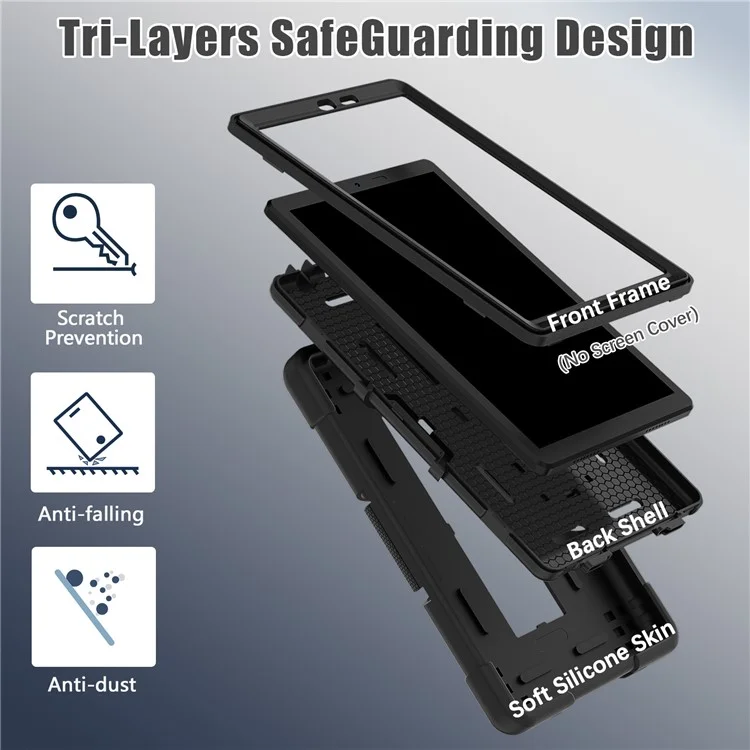 Para TCL Tab 8 4G / Tab 8 LE (Modelo 9137W) / Tab 8 WiFi (Modelo 9132X) Kickstand Tablet Case Robot Style Silicona + PC Color Contraste Funda Protectora - Negro