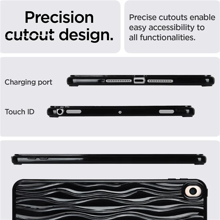 Wave Texture Tablet Case für iPad Air 10.5 Zoll (2019), Weiche TPU Anti-Kratzer Tablet-Abdeckung - Schwarz