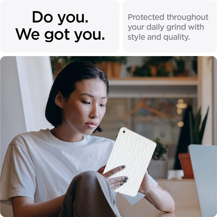 Étui pour tablette à texture de vague pour iPad Air 10,5 pouces (2019), housse de tablette en TPU souple anti-rayures - Blanc
