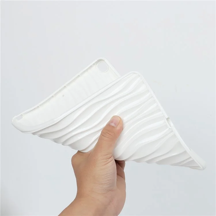 Étui pour tablette à texture de vague pour iPad Air 10,5 pouces (2019), housse de tablette en TPU souple anti-rayures - Blanc