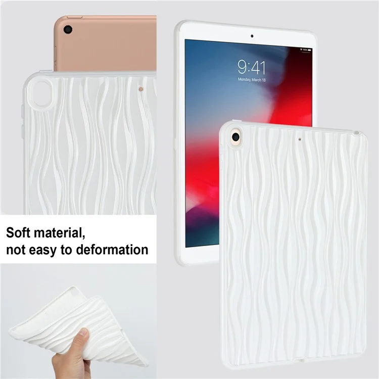 Étui pour tablette à texture de vague pour iPad Air 10,5 pouces (2019), housse de tablette en TPU souple anti-rayures - Blanc