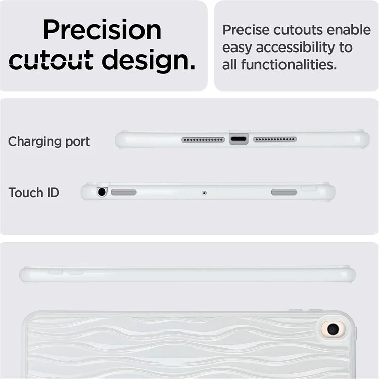 Étui pour tablette à texture de vague pour iPad Air 10,5 pouces (2019), housse de tablette en TPU souple anti-rayures - Blanc
