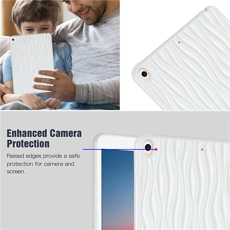 Étui pour tablette à texture de vague pour iPad Air 10,5 pouces (2019), housse de tablette en TPU souple anti-rayures - Blanc