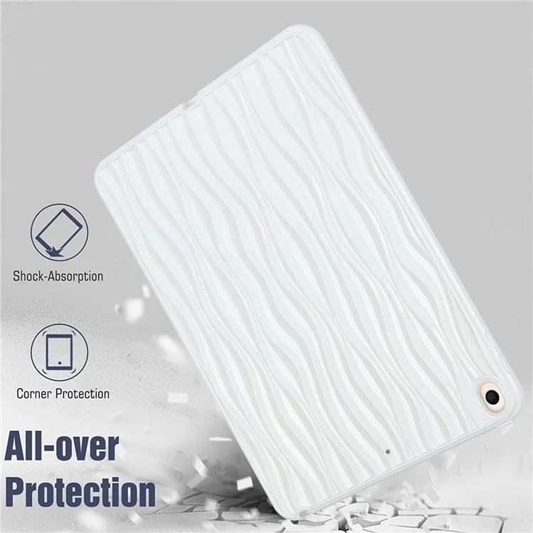 Étui pour tablette à texture de vague pour iPad Air 10,5 pouces (2019), housse de tablette en TPU souple anti-rayures - Blanc