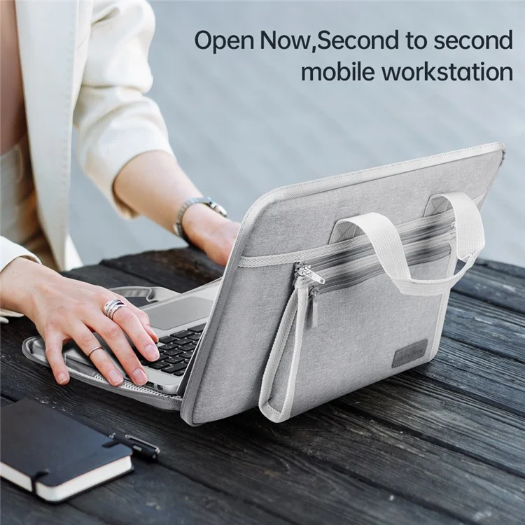 15-15,6 Zoll Laptop-Sleeve, wasserdicht, Oxford-Stoff, Notebook-Handtasche mit kleiner abnehmbarer Tasche - Grau