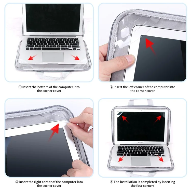 13-14 Zoll Laptop-Tasche, wasserabweisend, Oxford-Stoff, Notebook-PC-Schutzhülle mit abnehmbarer kleiner Tasche - Grau