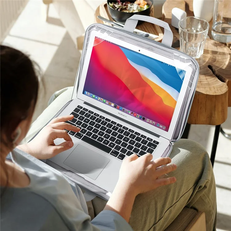 13-14 Zoll Laptop-Tasche, wasserabweisend, Oxford-Stoff, Notebook-PC-Schutzhülle mit abnehmbarer kleiner Tasche - Grau