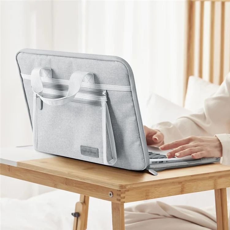 13-14 Zoll Laptop-Tasche, wasserabweisend, Oxford-Stoff, Notebook-PC-Schutzhülle mit abnehmbarer kleiner Tasche - Grau