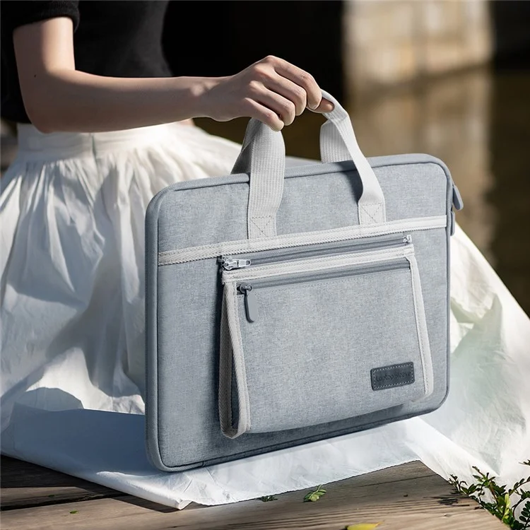 13-14 Zoll Laptop-Tasche, wasserabweisend, Oxford-Stoff, Notebook-PC-Schutzhülle mit abnehmbarer kleiner Tasche - Grau