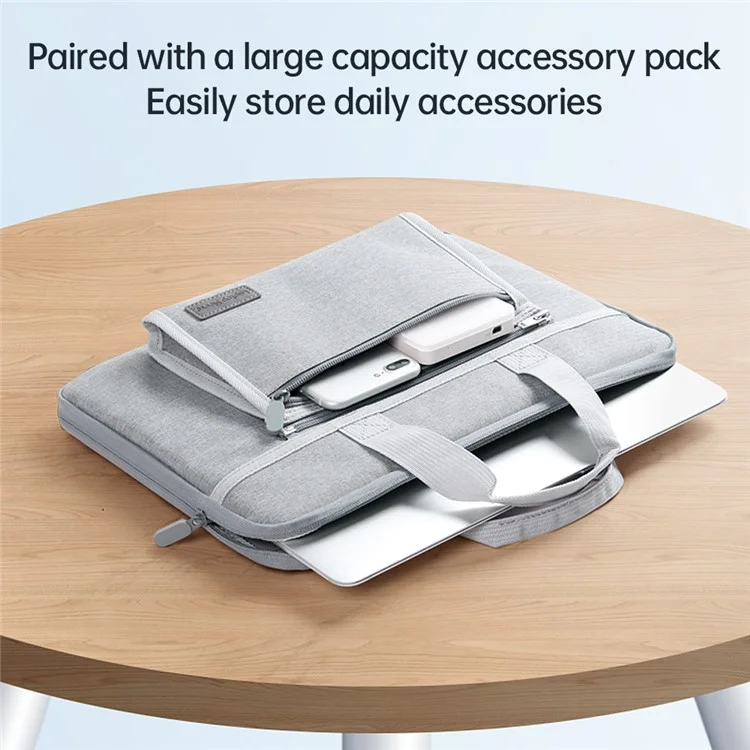 13-14 Zoll Laptop-Tasche, wasserabweisend, Oxford-Stoff, Notebook-PC-Schutzhülle mit abnehmbarer kleiner Tasche - Grau