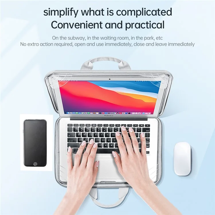 13-14 Zoll Laptop-Tasche, wasserabweisend, Oxford-Stoff, Notebook-PC-Schutzhülle mit abnehmbarer kleiner Tasche - Grau