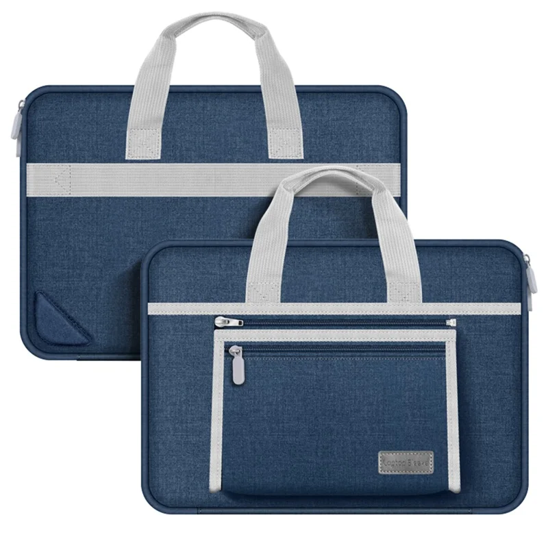 13-14 inch Laptop Handbag Waterproof Oxford Cloth Notebook PC Protective Sleeve with Small Detachable Bag - Blue