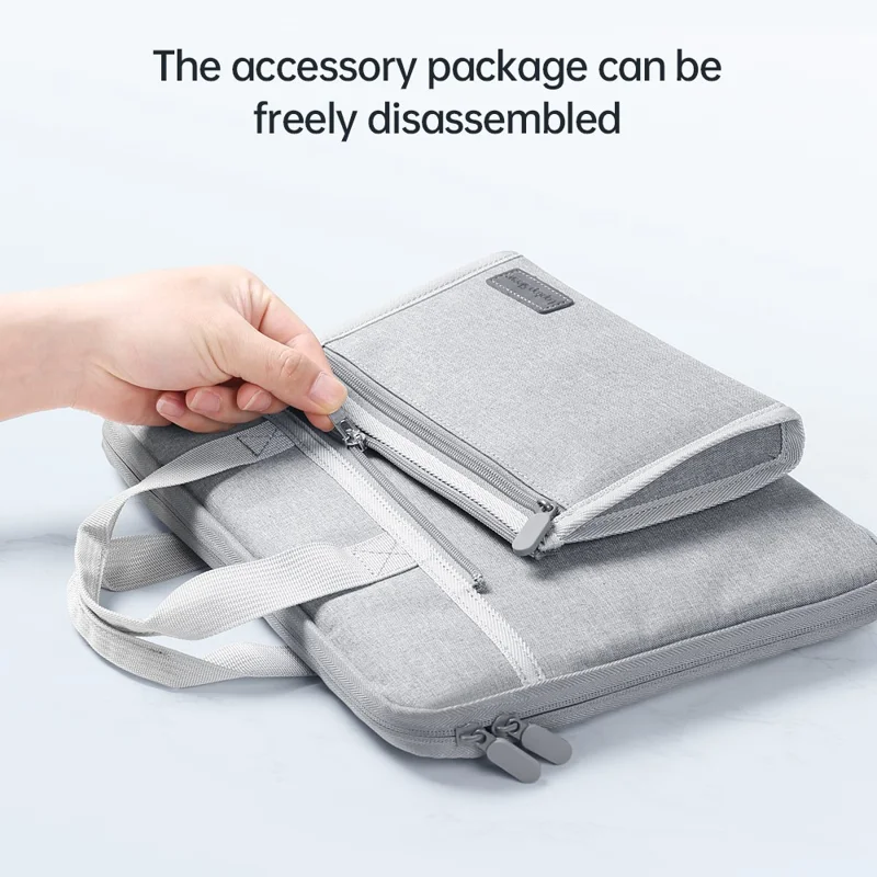 13-14 inch Laptop Handbag Waterproof Oxford Cloth Notebook PC Protective Sleeve with Small Detachable Bag - Blue