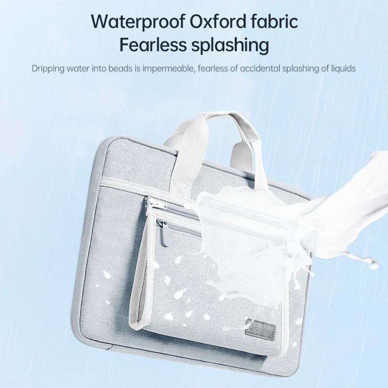 13-14 inch Laptop Handbag Waterproof Oxford Cloth Notebook PC Protective Sleeve with Small Detachable Bag - Blue