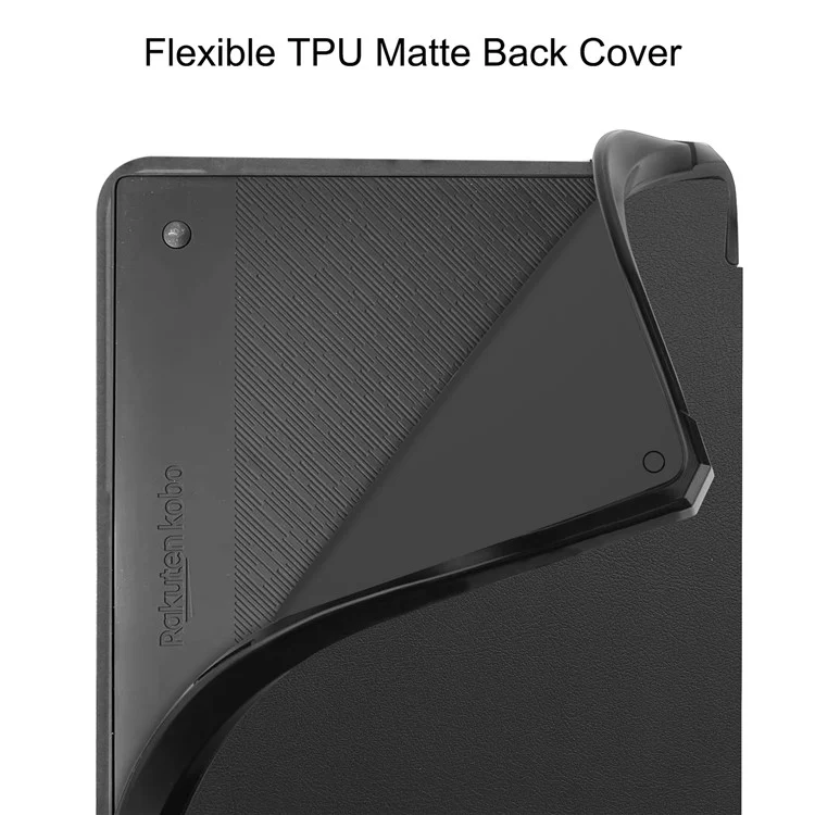 Für Kobo Elipsa 2E Origami Case PU-Leder+TPU E-Book-Leser-Ständer-Cover mit automatischem Aufwachen/Schlaf - Schwarz