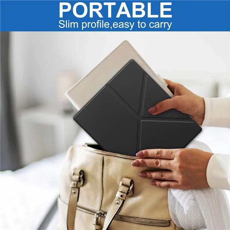 Für Kobo Elipsa 2E Origami Case PU-Leder+TPU E-Book-Leser-Ständer-Cover mit automatischem Aufwachen/Schlaf - Schwarz