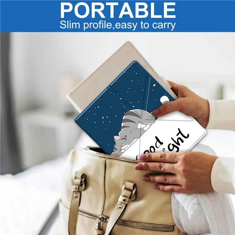 Für Kobo Elipsa 2E Origami-Ständer-Etui PU-Leder-Musteraufdruck Ebook-Reader-Cover mit automatischem Aufwachen/Schlaf - Katze