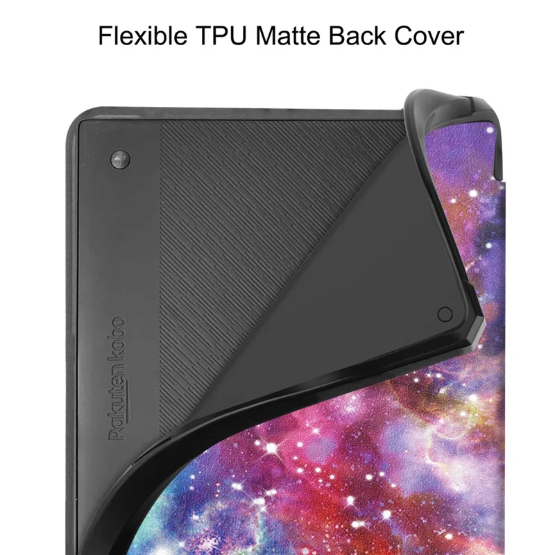 Para Kobo Elipsa 2E Origami Stand Case PU Leather Pattern Printing Ebook Reader Cover com Auto Wake / Sleep - Starry Sky