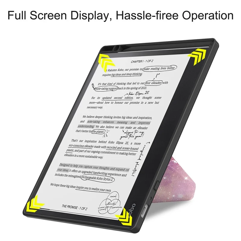 Para Kobo Elipsa 2E Origami Stand Case PU Leather Pattern Printing Ebook Reader Cover com Auto Wake / Sleep - Starry Sky