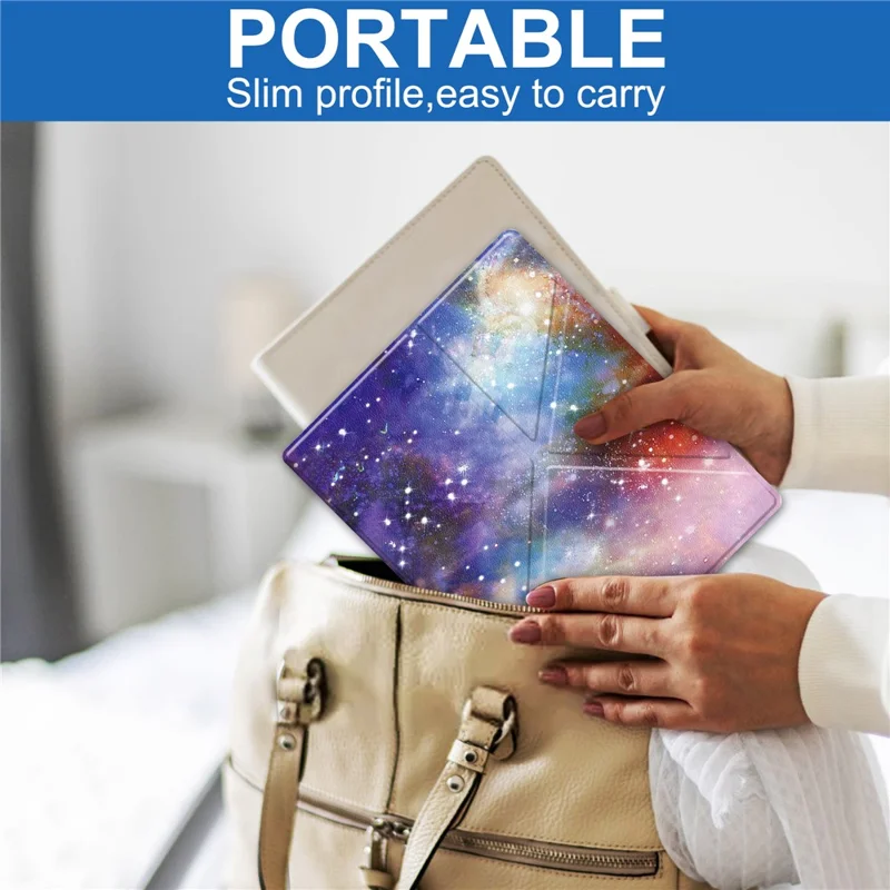 Para Kobo Elipsa 2E Origami Stand Case PU Leather Pattern Printing Ebook Reader Cover com Auto Wake / Sleep - Starry Sky