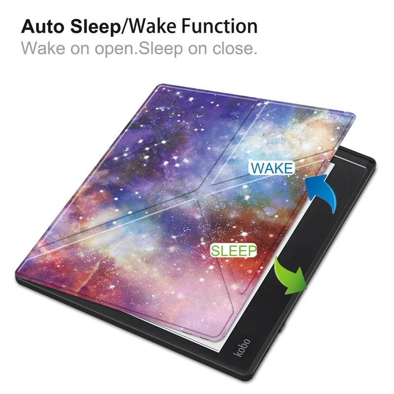 Para Kobo Elipsa 2E Origami Stand Case PU Leather Pattern Printing Ebook Reader Cover com Auto Wake / Sleep - Starry Sky