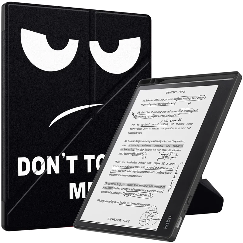 Pour Kobo Elipsa 2E Origami Stand Case PU Leather Pattern Printing Ebook Reader Cover with Auto Wake / Sleep - Big Eyes