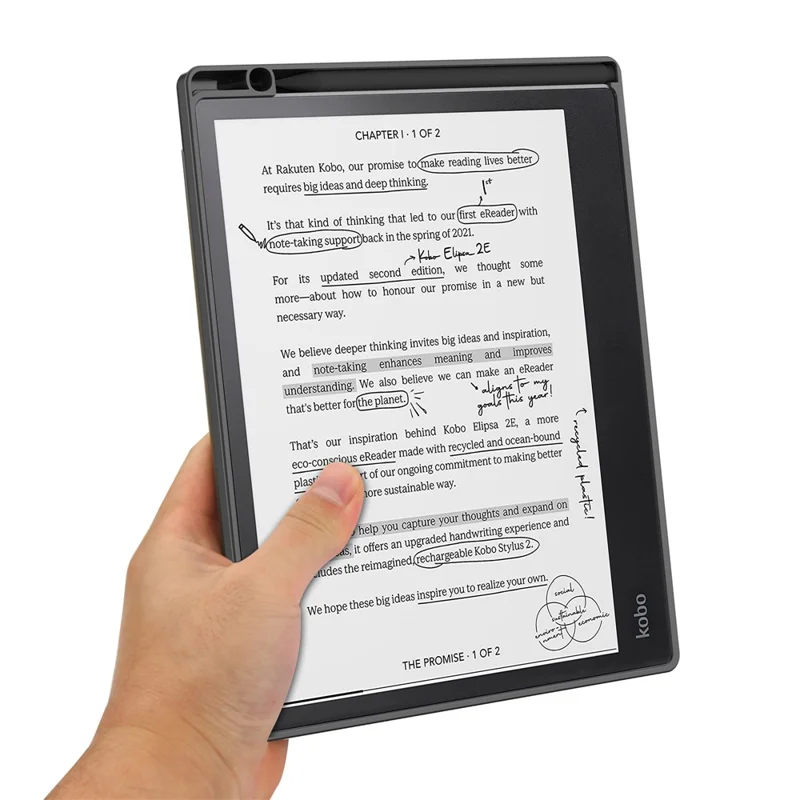 Pour Kobo Elipsa 2E Origami Stand Case PU Leather Pattern Printing Ebook Reader Cover with Auto Wake / Sleep - Big Eyes