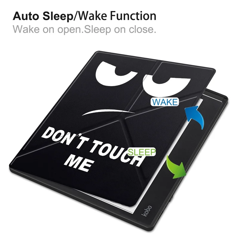 Pour Kobo Elipsa 2E Origami Stand Case PU Leather Pattern Printing Ebook Reader Cover with Auto Wake / Sleep - Big Eyes
