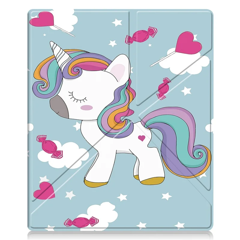 For Kobo Elipsa 2E Origami Stand Case PU Leather Pattern Printing Ebook Reader Cover with Auto Wake / Sleep - Cute Horse