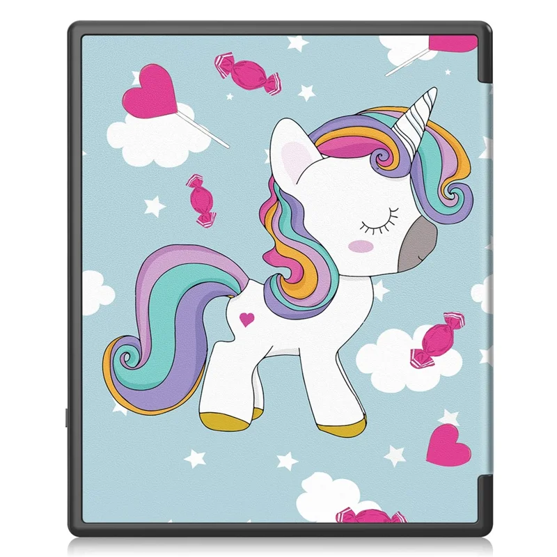 For Kobo Elipsa 2E Origami Stand Case PU Leather Pattern Printing Ebook Reader Cover with Auto Wake / Sleep - Cute Horse