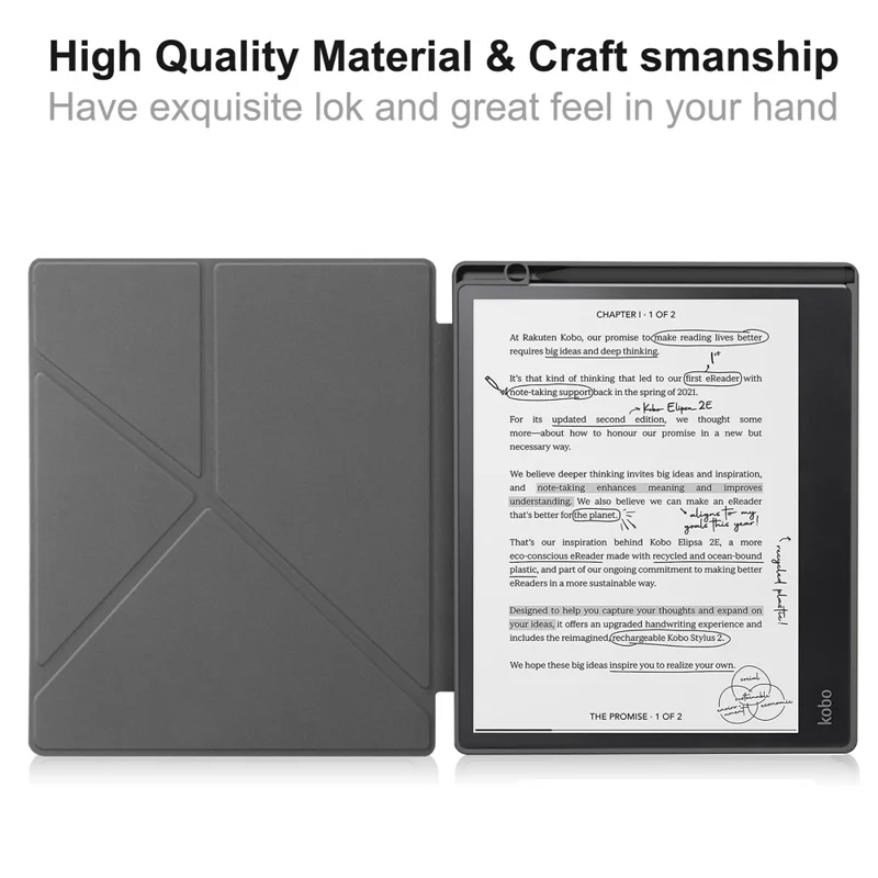 For Kobo Elipsa 2E Origami Stand Case PU Leather Pattern Printing Ebook Reader Cover with Auto Wake / Sleep - Cute Horse