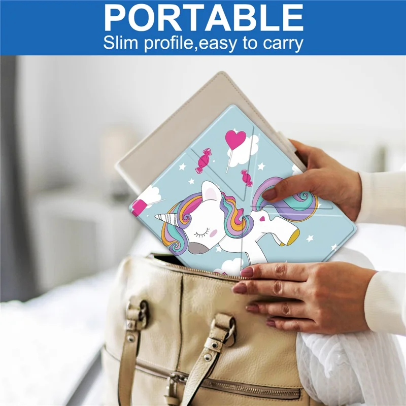 For Kobo Elipsa 2E Origami Stand Case PU Leather Pattern Printing Ebook Reader Cover with Auto Wake / Sleep - Cute Horse