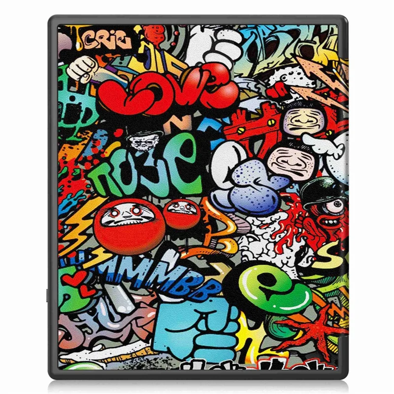 For Kobo Elipsa 2E Origami Stand Case PU Leather Pattern Printing Ebook Reader Cover with Auto Wake / Sleep - Graffiti