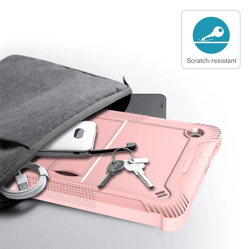 For Lenovo Tab M10 Plus TB-X606 Kickstand Shockproof Cover Silicone + PC Tablet Case - Rose Gold